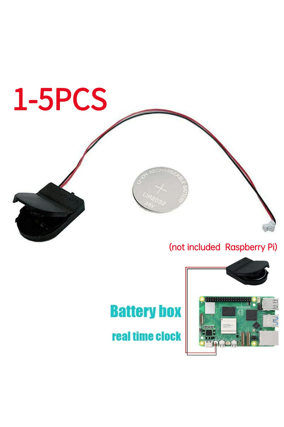 ALLOYSEED-For Raspberry Pi 5 RTC Battery Box Real Time Clock Holder with Battery/without Battery RTC Clock ... 2