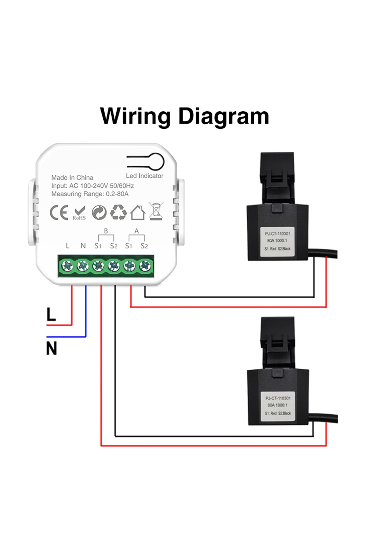 Choice-1/2 ct tuya wifi diy digital energy smart meter 80a current transformer solar pv system power pro... 6
