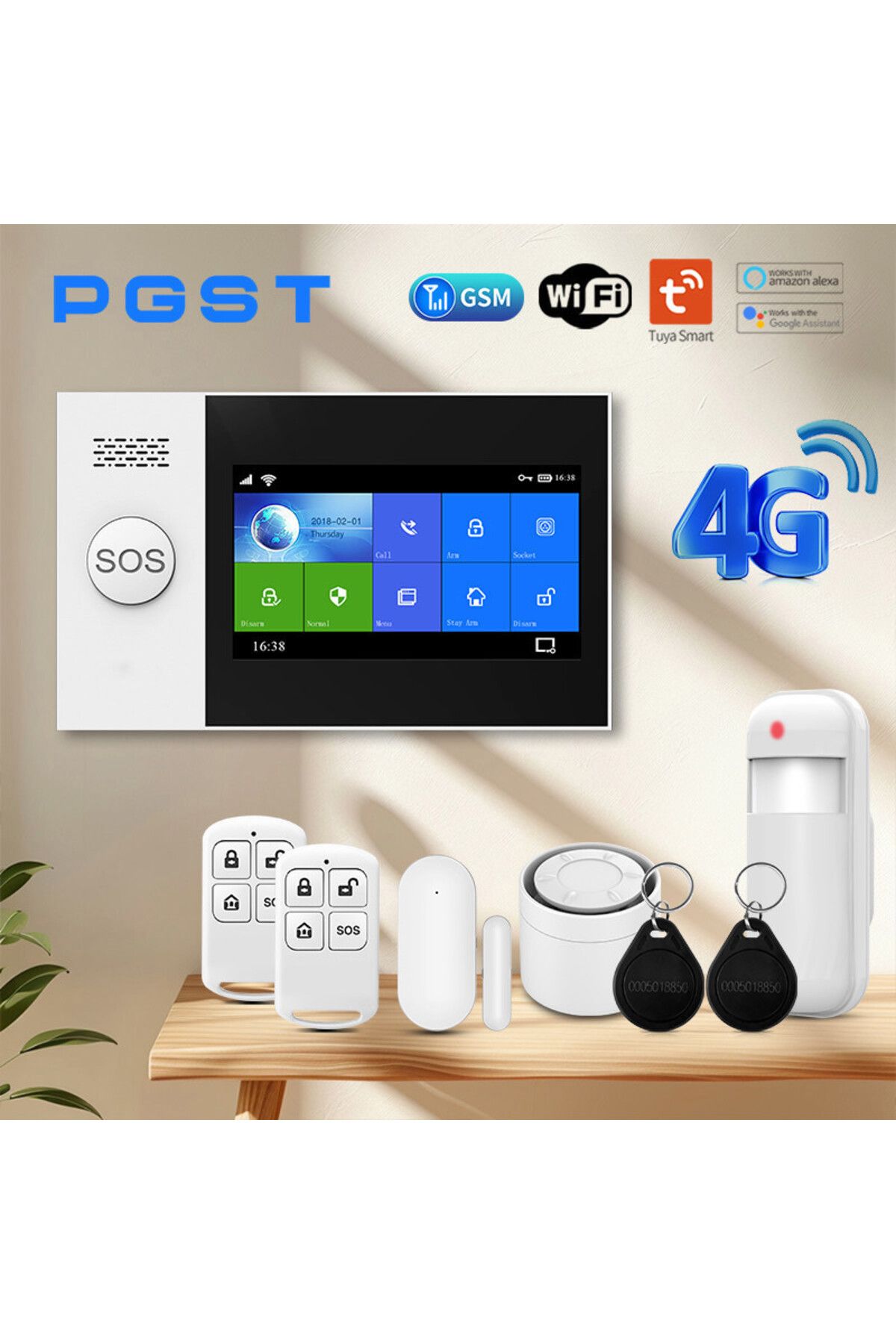 PGST-PG-107 4G Wireless Home Alarm System WiFi Security System with 4.3 Inch Full Touch Screen,Co... 2