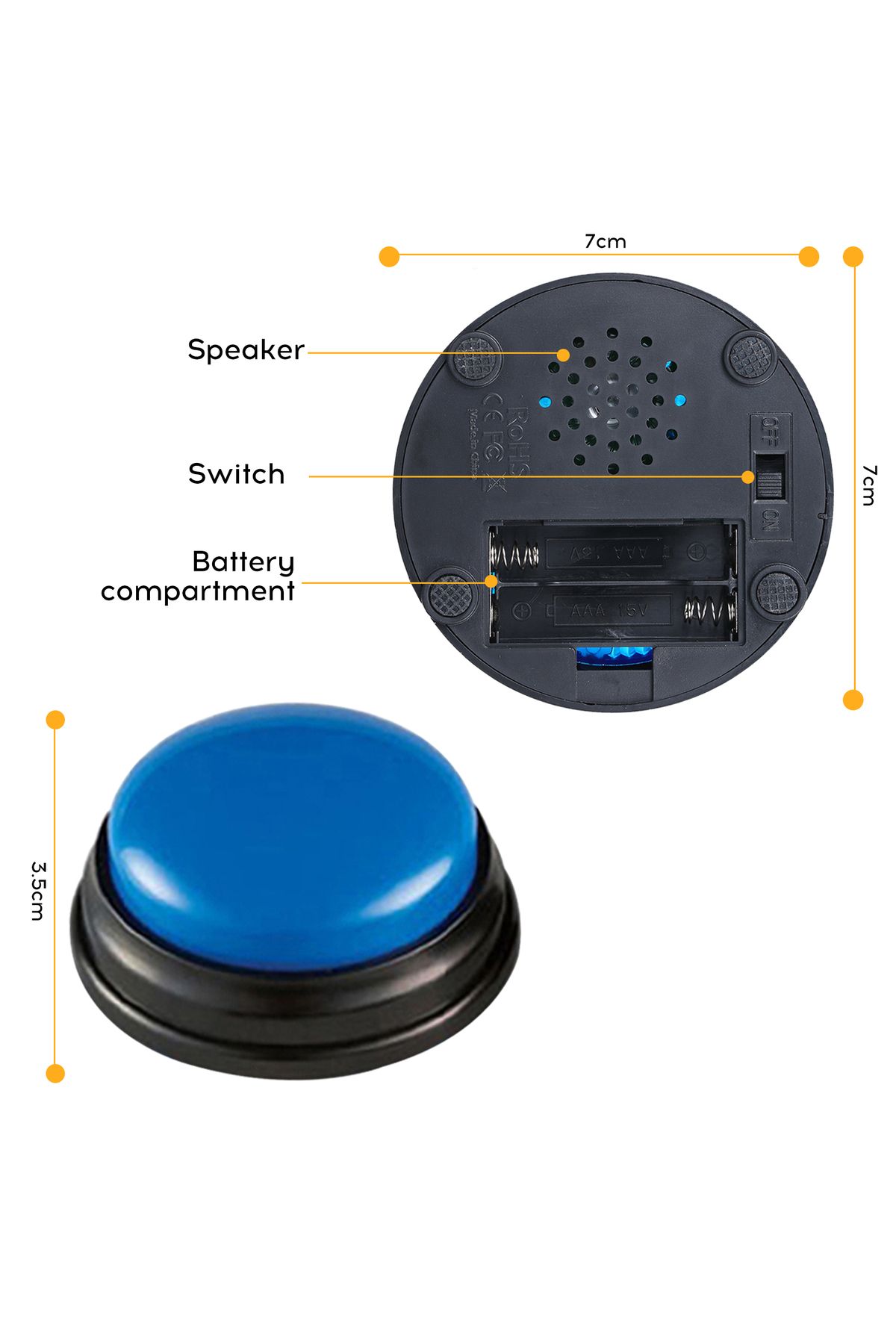 Choice-Small Size Easy Carry Voice Recording Sound Button for Kids Interactive  Answering Buttons Orange... 4