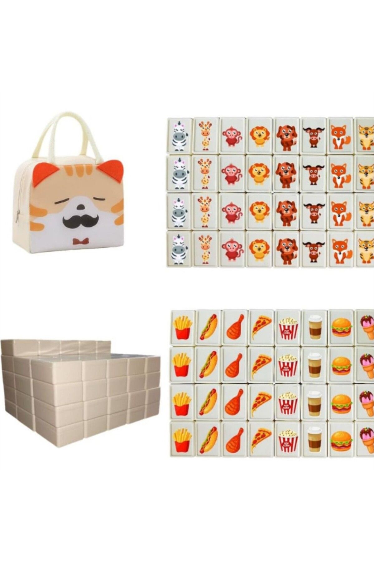 Choice-65 Tiles Seaside Escape Game Block Mahjong Sets with 38mm Pet and Food Pattern with Bag Funny Par... 8