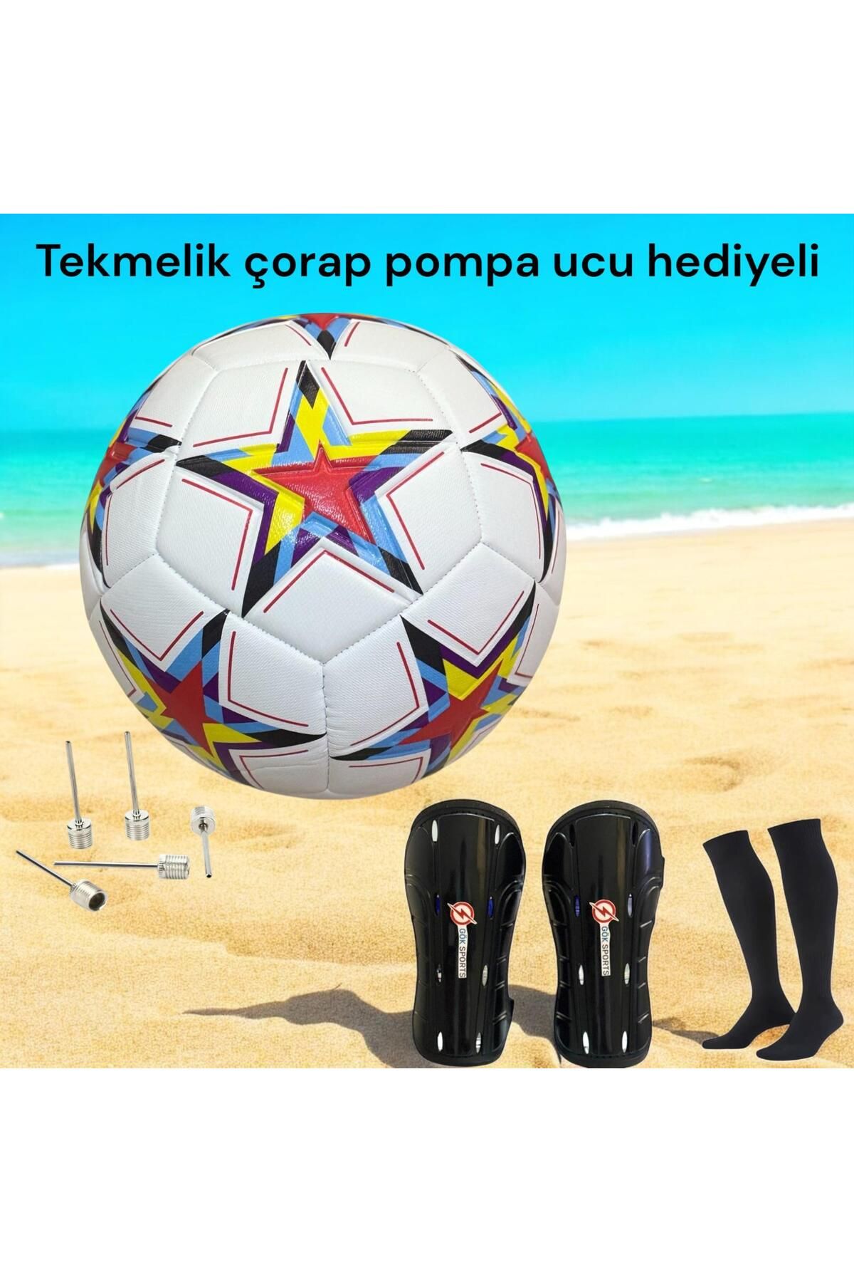 Gök Sports Orijinal Futbol Topu Sert Zemin Halı Saha Futbol Topu Futbol Tekmelik Kaval Koruyucu Futbol Çorabı