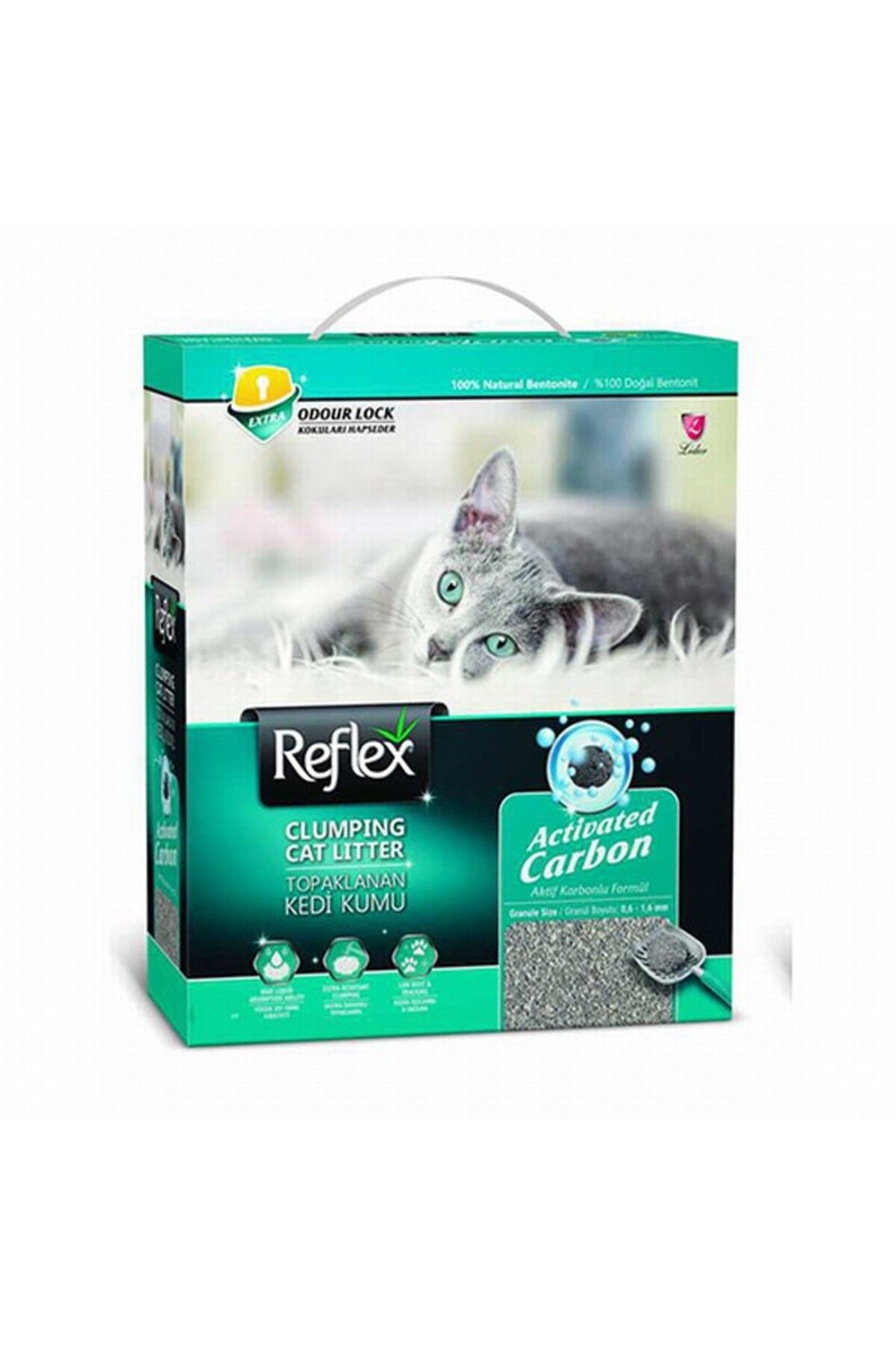 Reflex Aktif Karbonlu Topaklanan Kedi Kumu 10 Lt