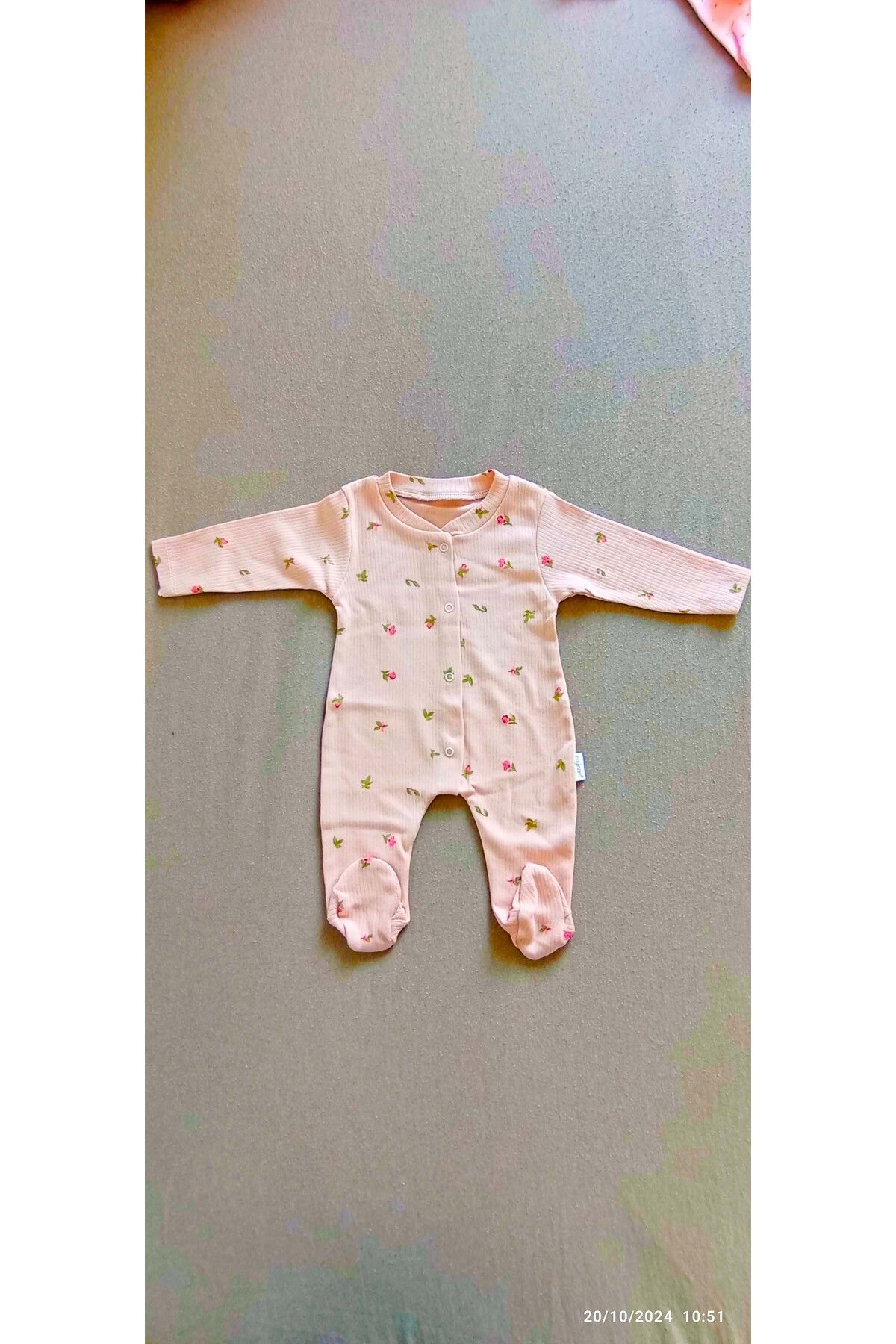 MYZİ STORE-Rose and Flower Patterned Baby Girl Jumpsuit Set - Set of 2, Organic Cotton, Newborn Outfit 4