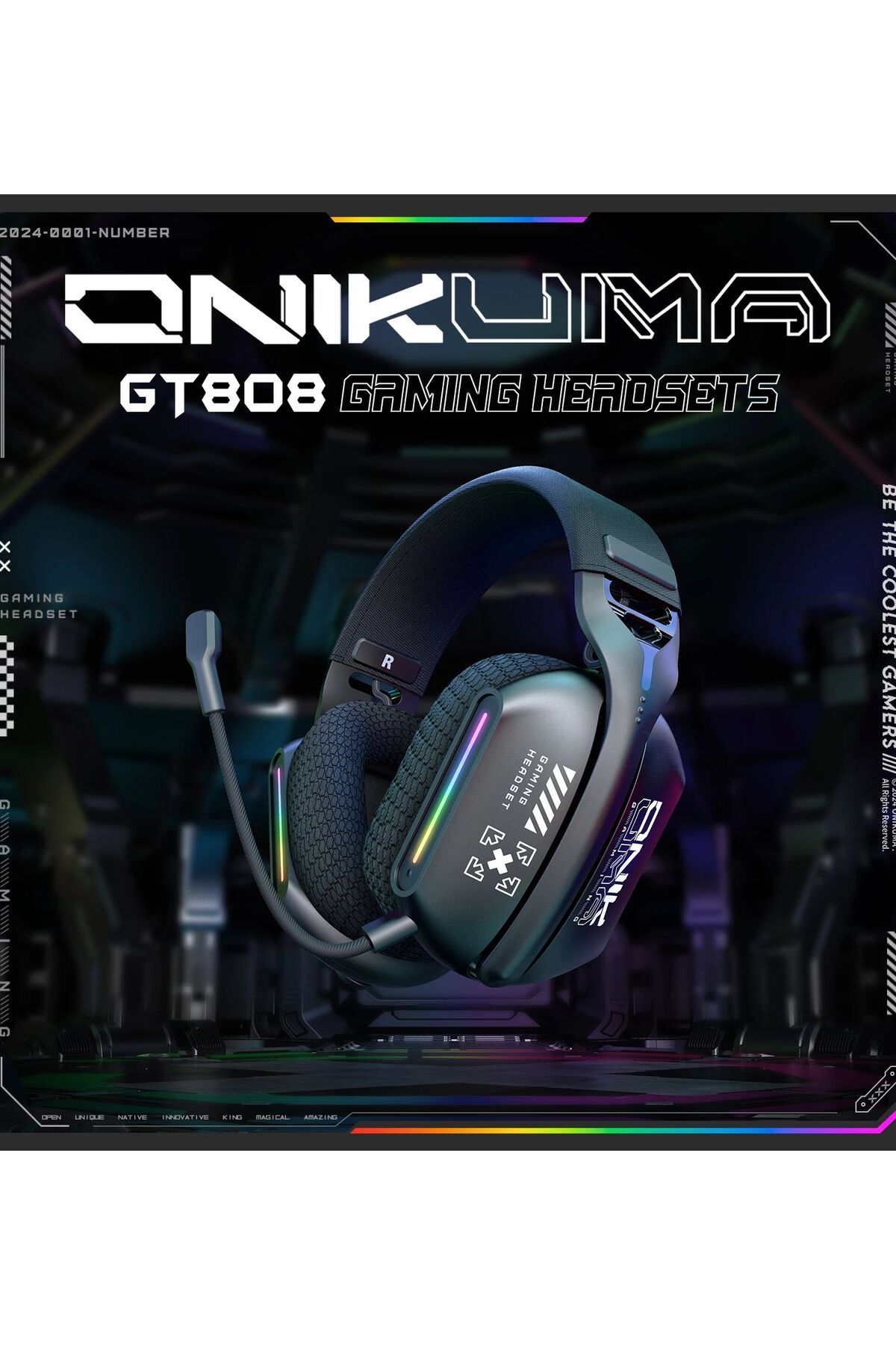 Choice-ONIKUMA GT808 Wireless Headphone with RGB Light 2.4Ghz Low Latency Gaming Headset with 360° Rotat... 8