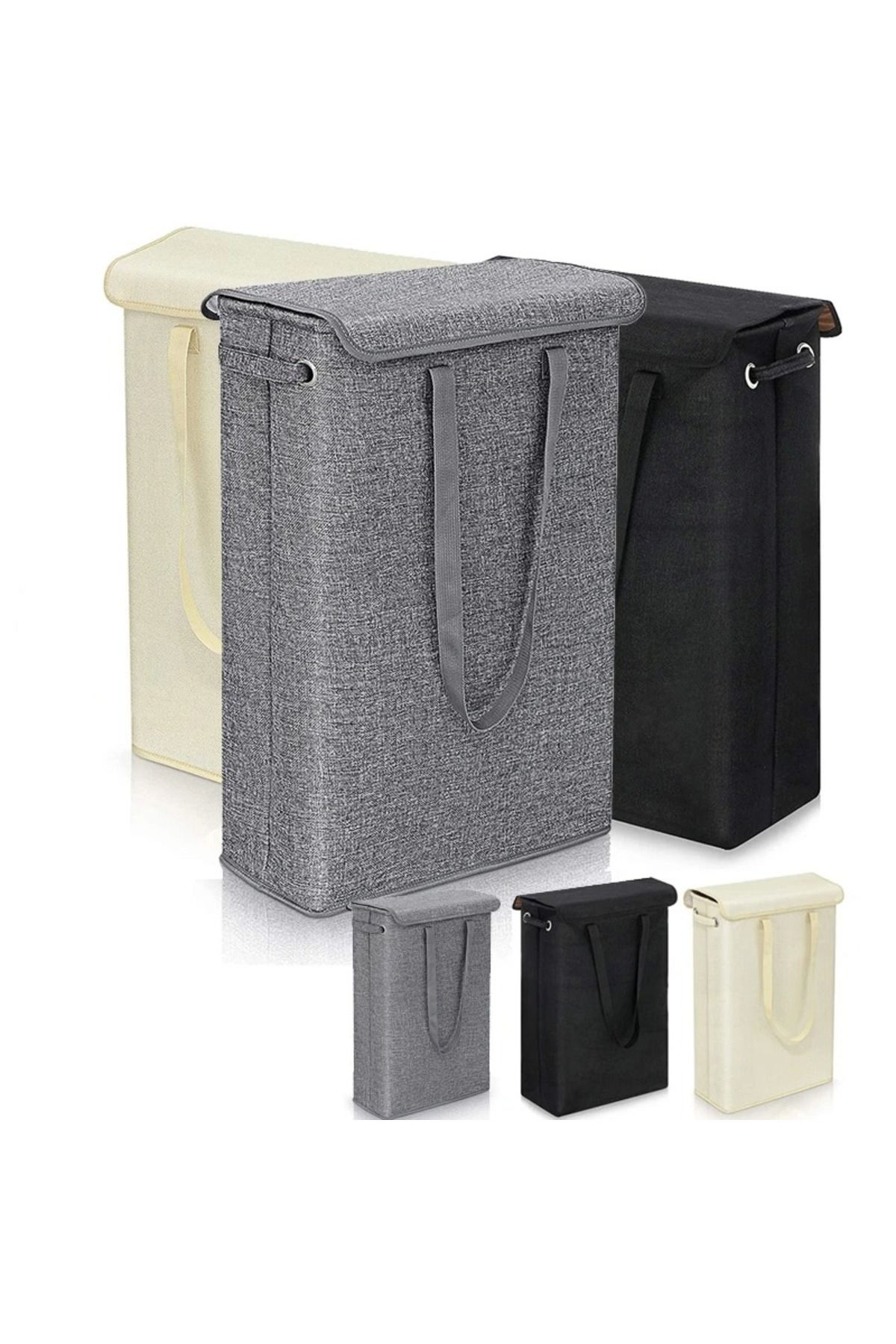 Choice-45L thin laundry basket with cover, narrow hand, fine hand, dirty laundry basket, bedroom, kinder... 2