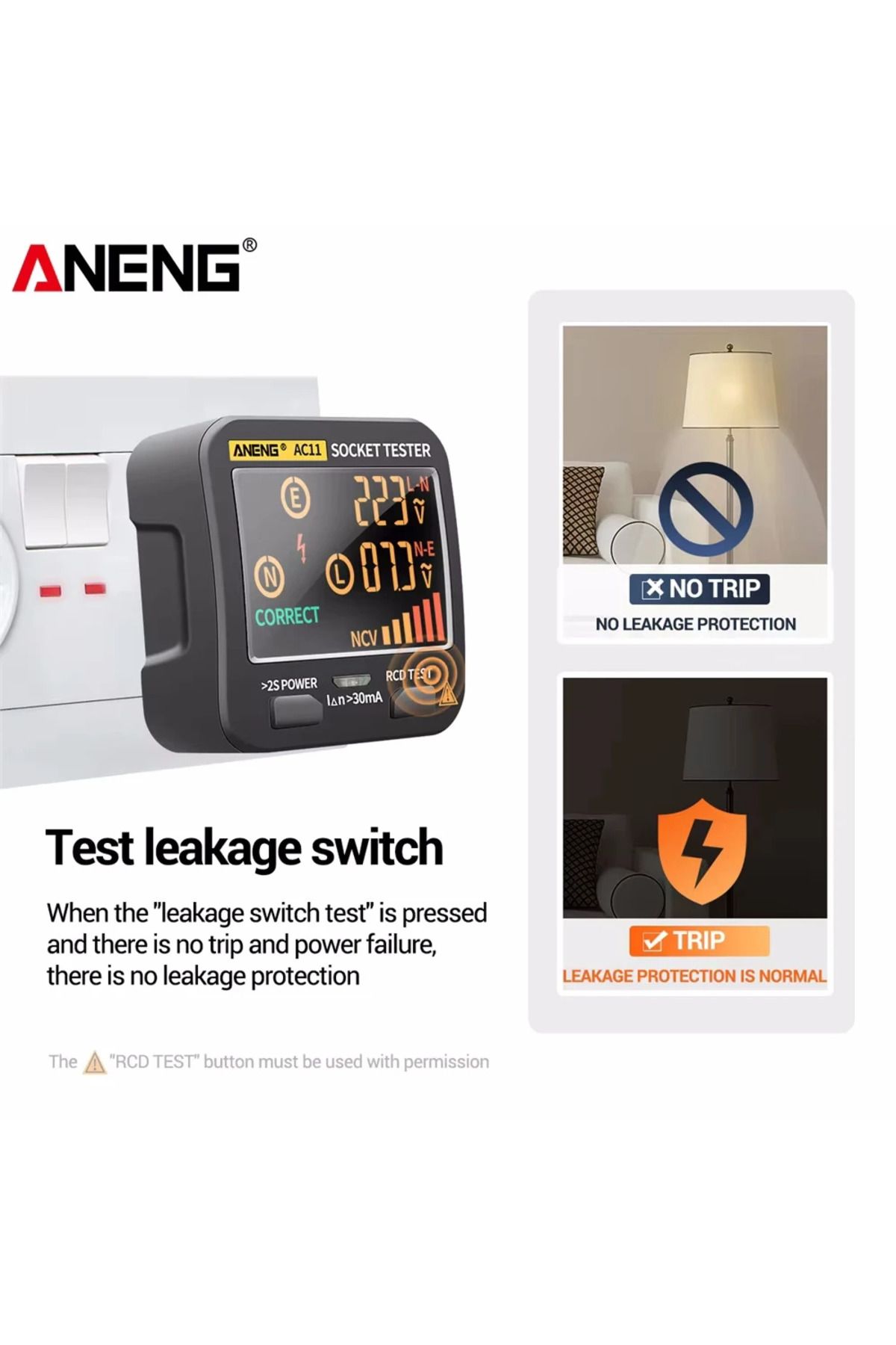 Choice-ANENG AC11 Digital Smart Socket Tester Voltage Test Socket Detector US/UK/EU/AU Plug Ground Zero ... 6