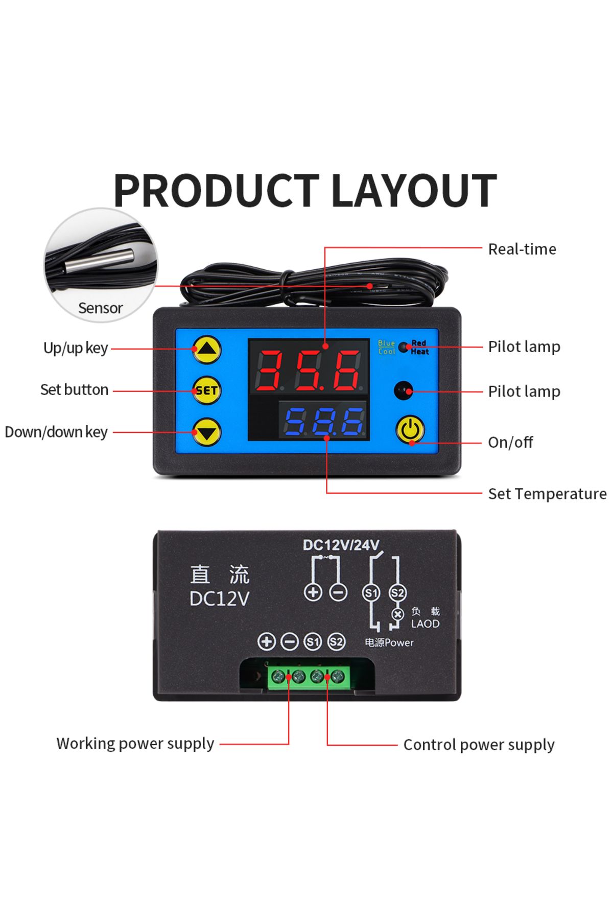 JUANJUAN-ZFX-W1608 Temperature Controller DC12V Digital Thermostat  Remote Control Microcomputer Freezer T... 2