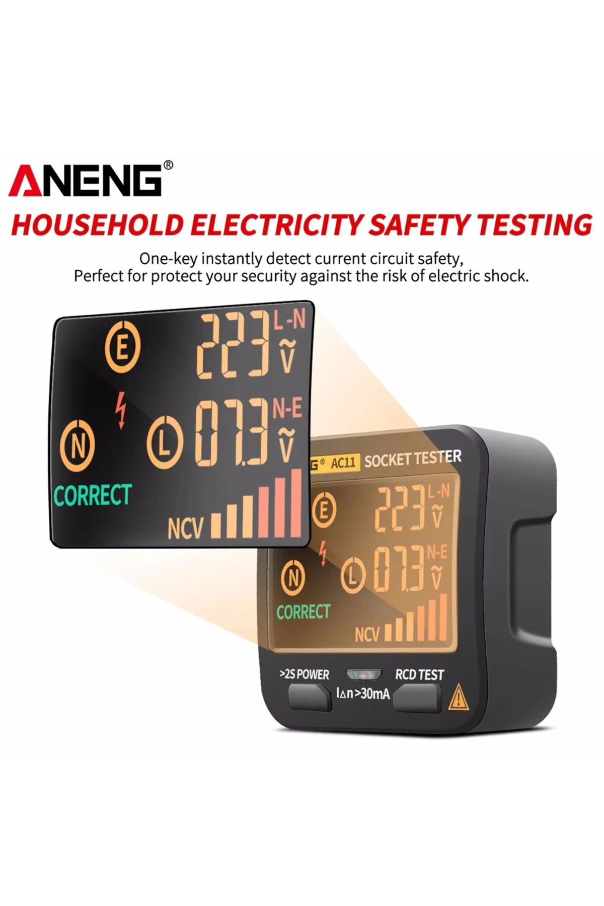 Choice-ANENG AC11 Digital Smart Socket Tester Voltage Test Socket Detector US/UK/EU/AU Plug Ground Zero ... 5