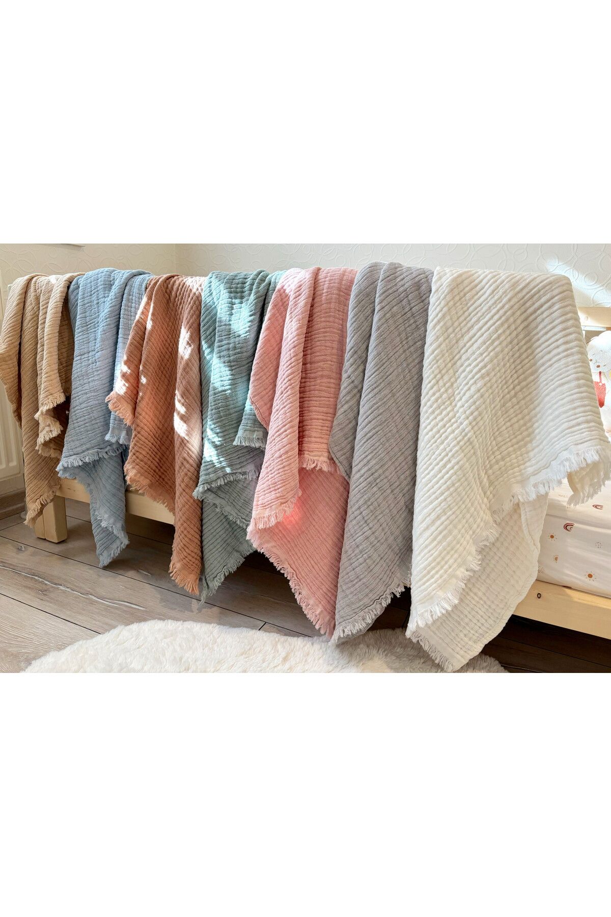 Cloudy-4 Layer Cappuccino Muslin Baby & Kids Muslin Blanket 80 X 110 cm 5