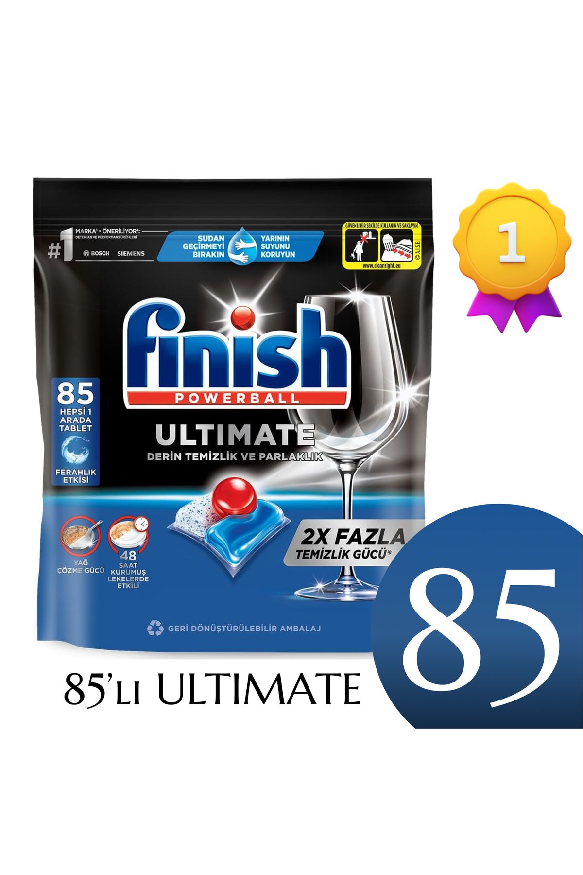 Finish Ultimate 85 Mega Ekonomi En Güçlü Bulaşık Makinesi Deterjan Tablet