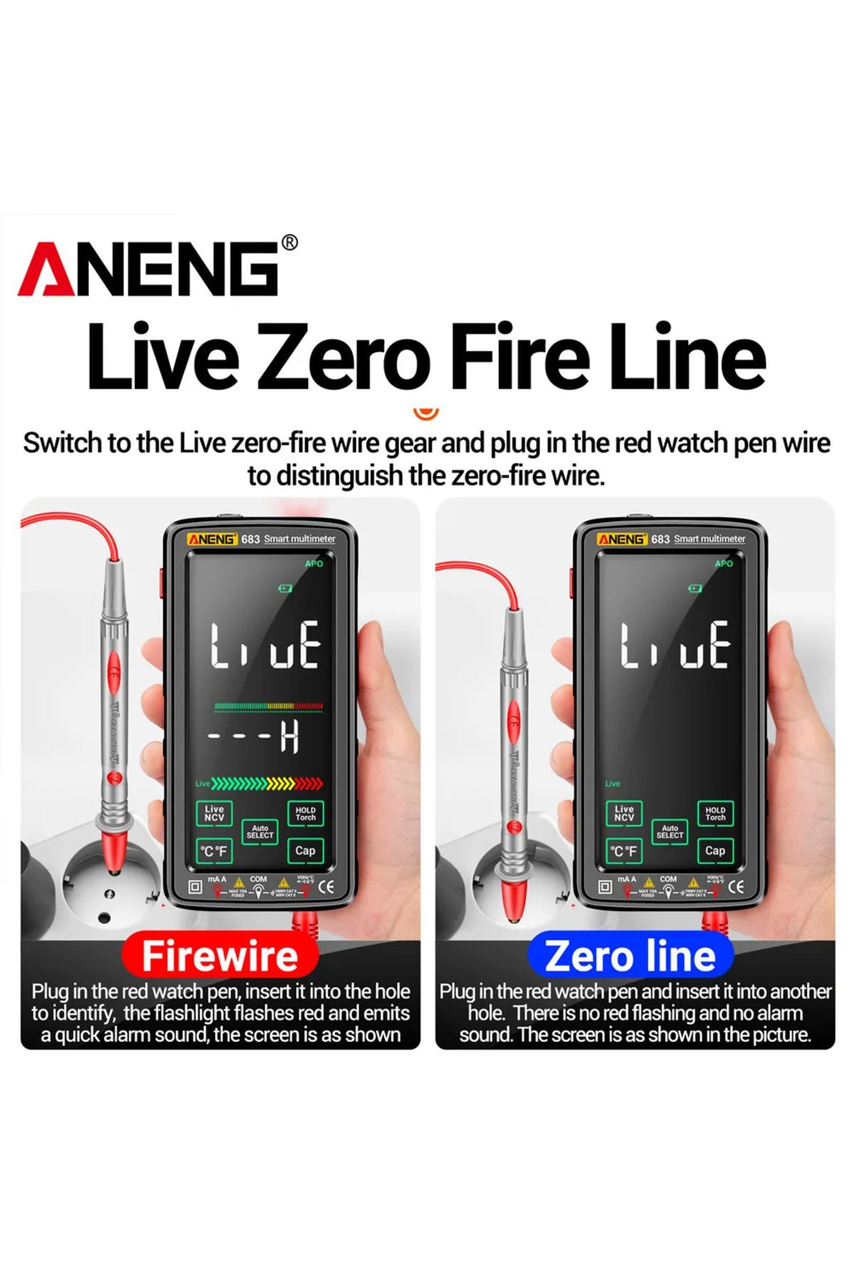 Shunmaii-ANENG 683 Smart Multimeter High-end Touch 6000 Counts Multimetro Test Rechargeable Multitester AC... 6