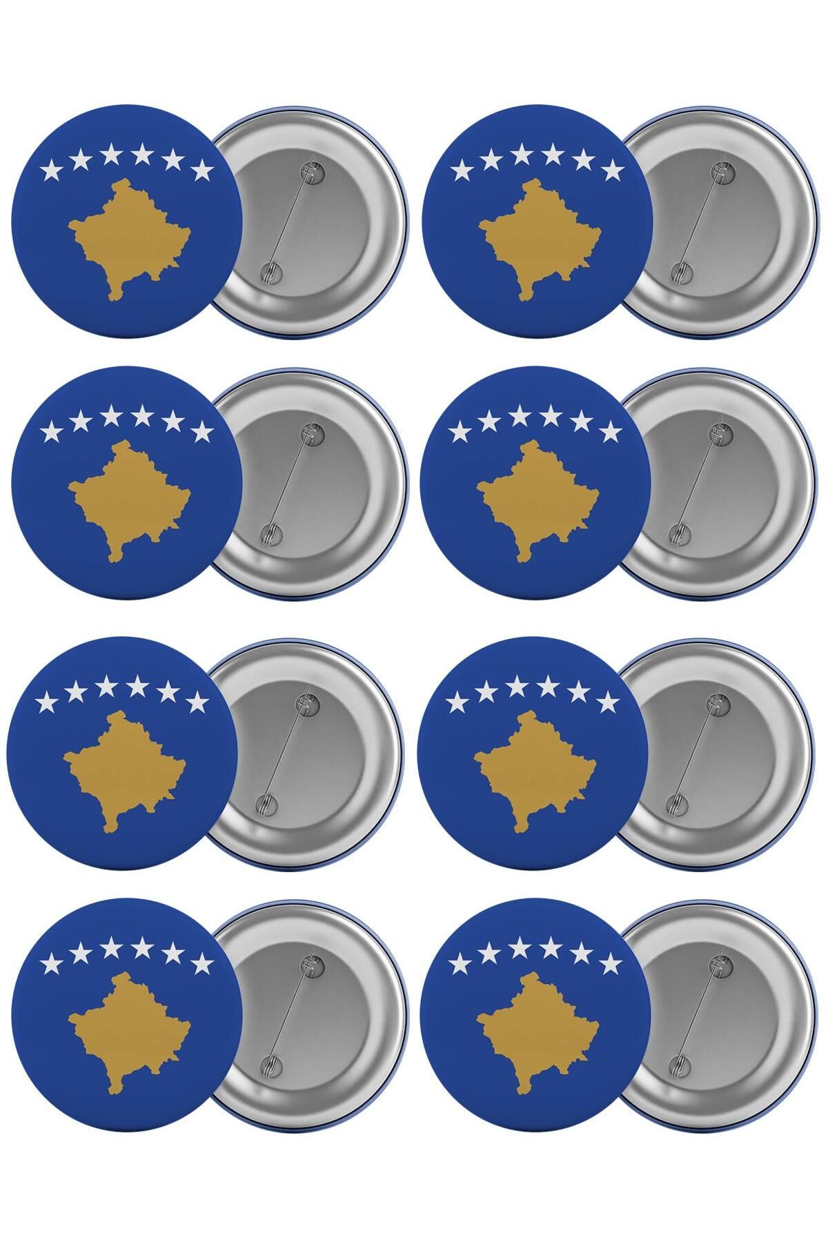 Saturn Set De Insigne Pentru Geanta Cu Steagul Kosovo 8 Buc. Broșă Cu Ac De 5,8 Cm Unisex - One Size