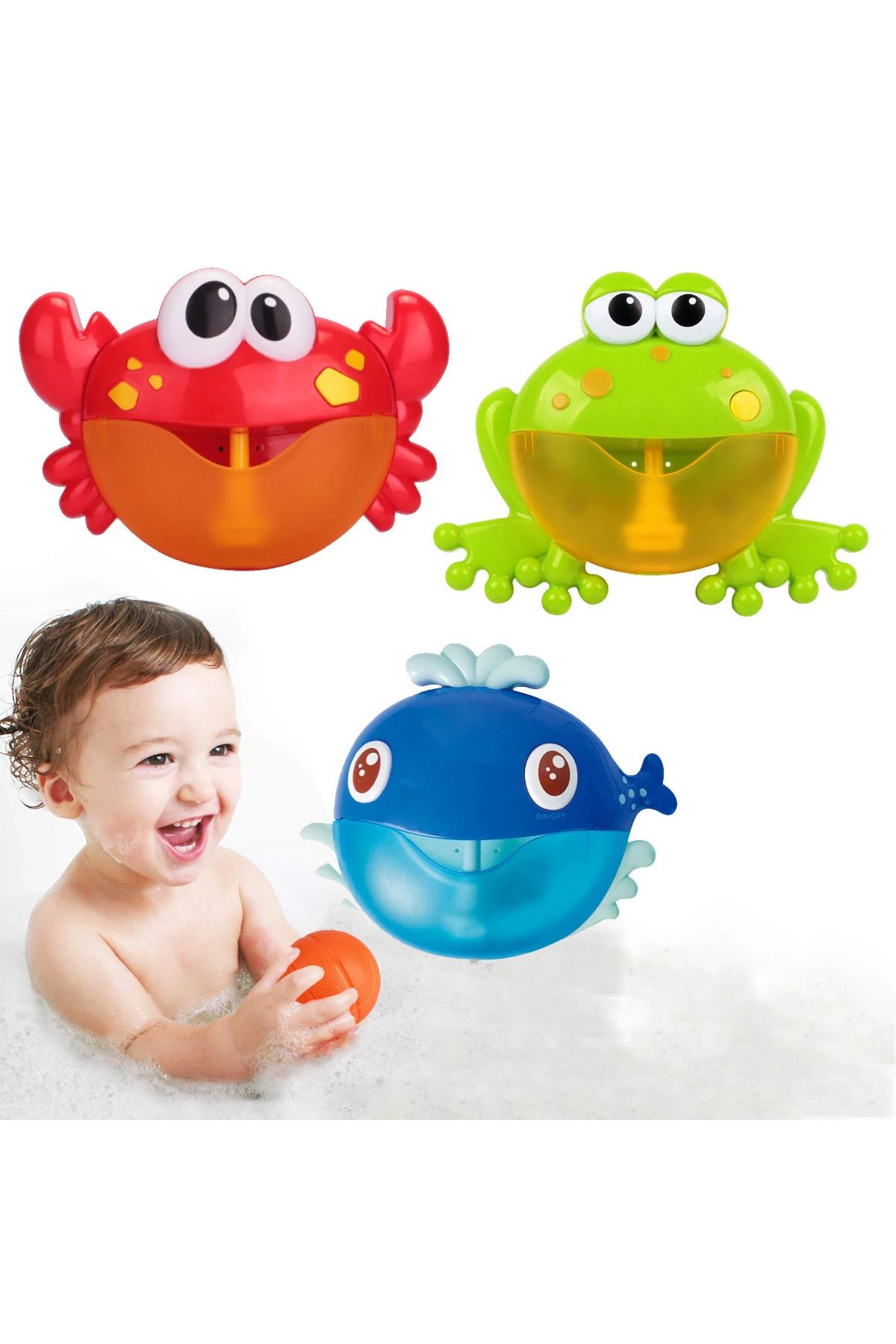 hairun-Funny Crab Bubble Soap Machine Baby Bath Electric With Music Toys Kids Frog Machine Automatic Bub... 3