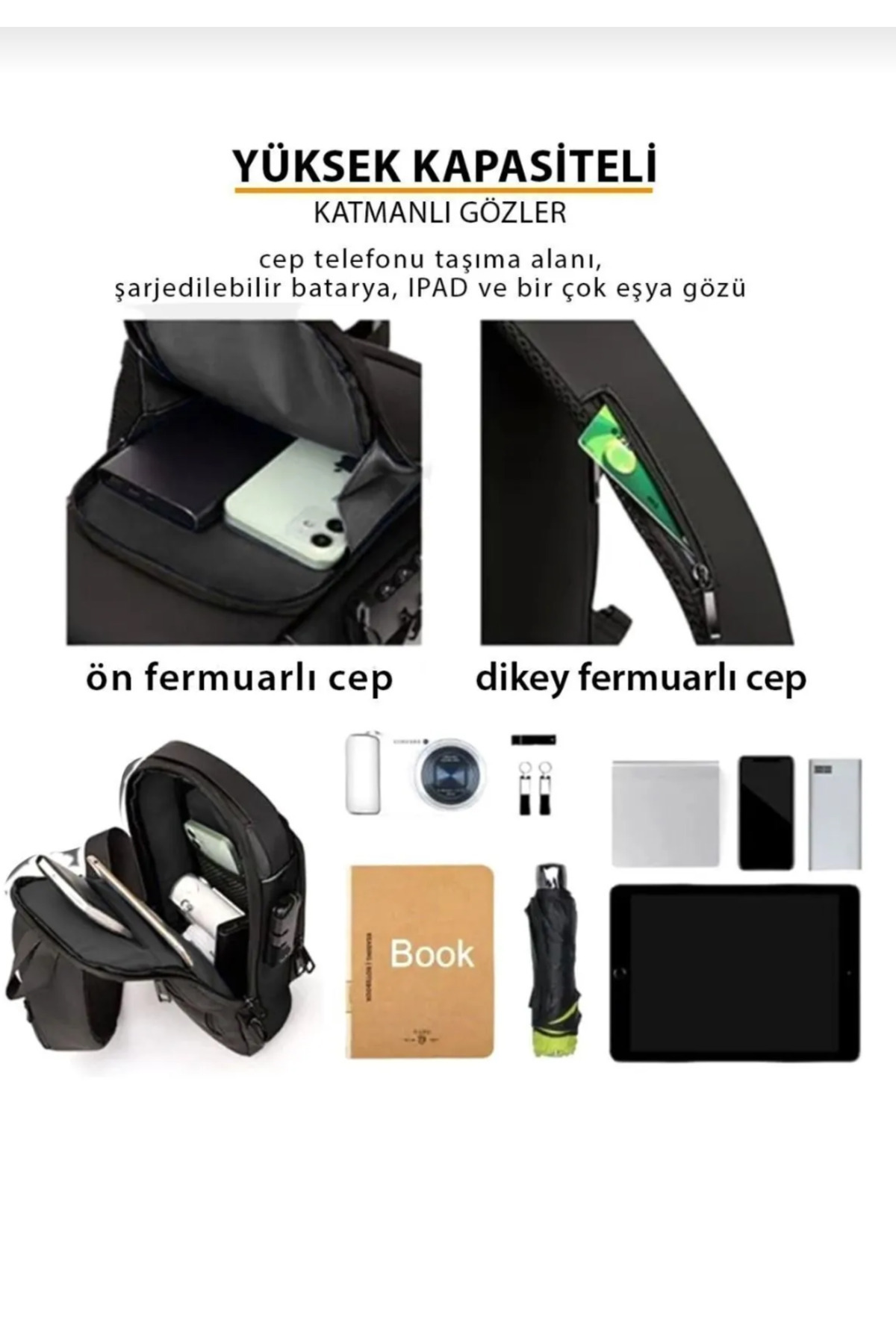 çaymekani Arion Usb Şarj Portlu Ve Kilitli Omuz Ve Göğüs Çantası görsel 2