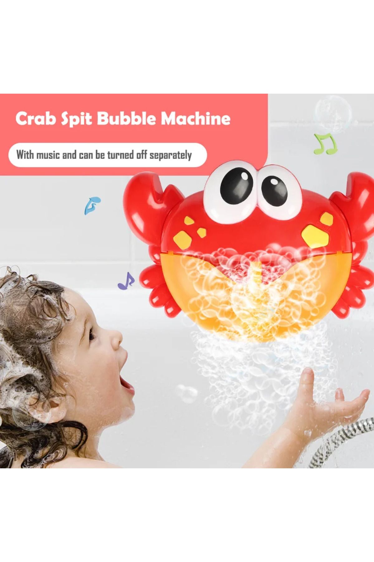 hairun-Funny Crab Bubble Soap Machine Baby Bath Electric With Music Toys Kids Frog Machine Automatic Bub... 2