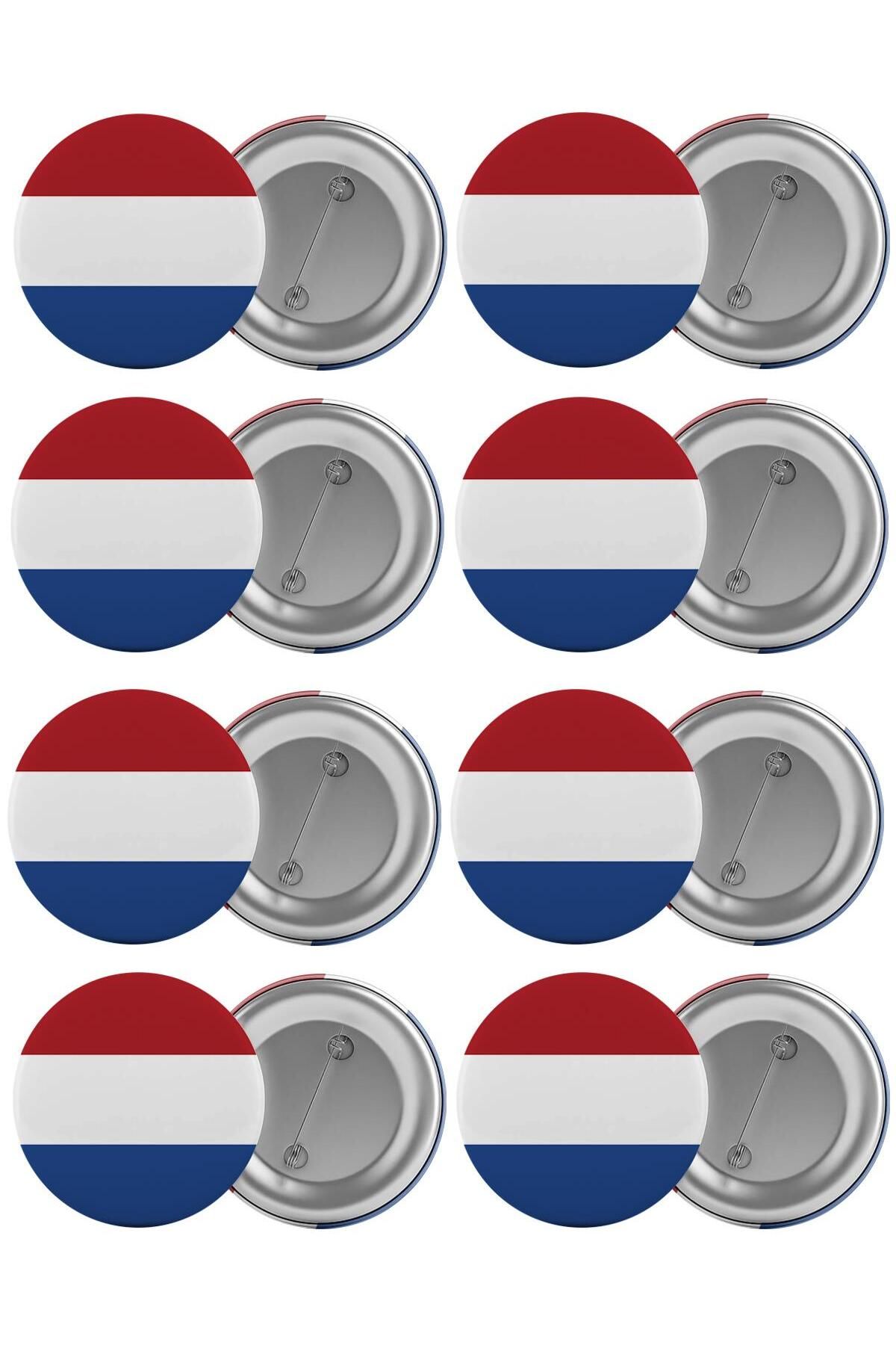Saturn Set De Insigne Pentru Geanta Cu Steagul Olandei 8 Buc. Broșă Cu Ac De 5,8 Cm Unisex - One Size