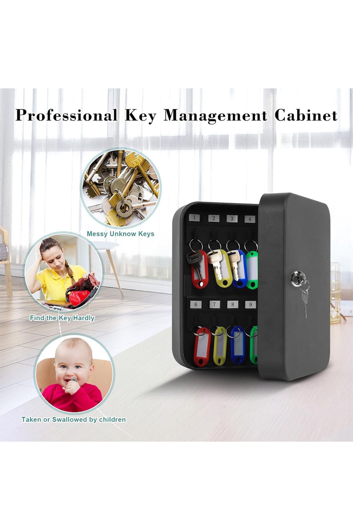 Choice-Wall Mount Key Cabinet Lock Box Digit Password Code/Key Security Lock for Home Office Key Safe Se... 5