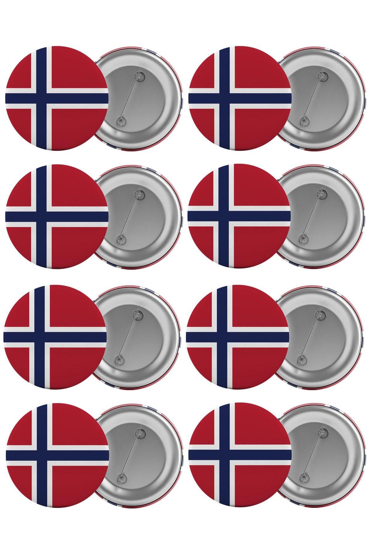 Saturn Set De Insigne Pentru Geanta Cu Steagul Norvegiei 8 Buc. Cel Mai Mare Dimensiune 5,8 Cm Broșă Cu Ac Unisex - One Size
