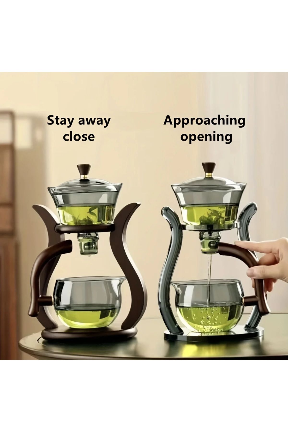 Choice-Lazy Kung Fu Glass Tea Set Semi Automatic Drip With Infuser Glass Teapot Set Magnetic Switch Teap... 4
