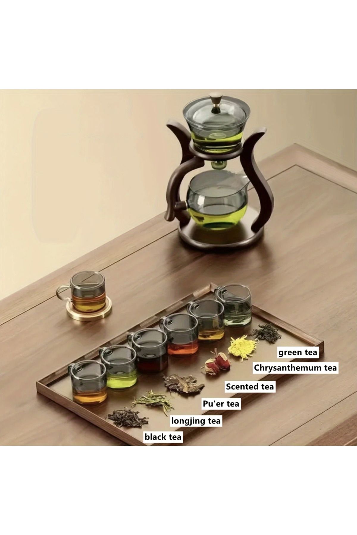 Choice-Lazy Kung Fu Glass Tea Set Semi Automatic Drip With Infuser Glass Teapot Set Magnetic Switch Teap... 5