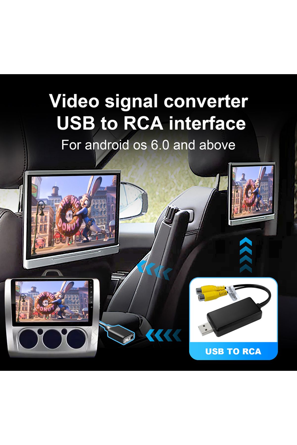 Choice-USB To CVBS RCA Video Output Adapter Box Interface Connect to Monitor Display Device For Android ... 6