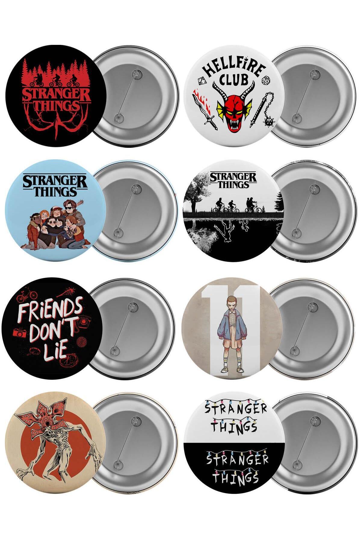 Saturn Stranger Things Çanta Rozeti Seti 8 Adet En Büyük Boy 5.8cm Iğneli Broş