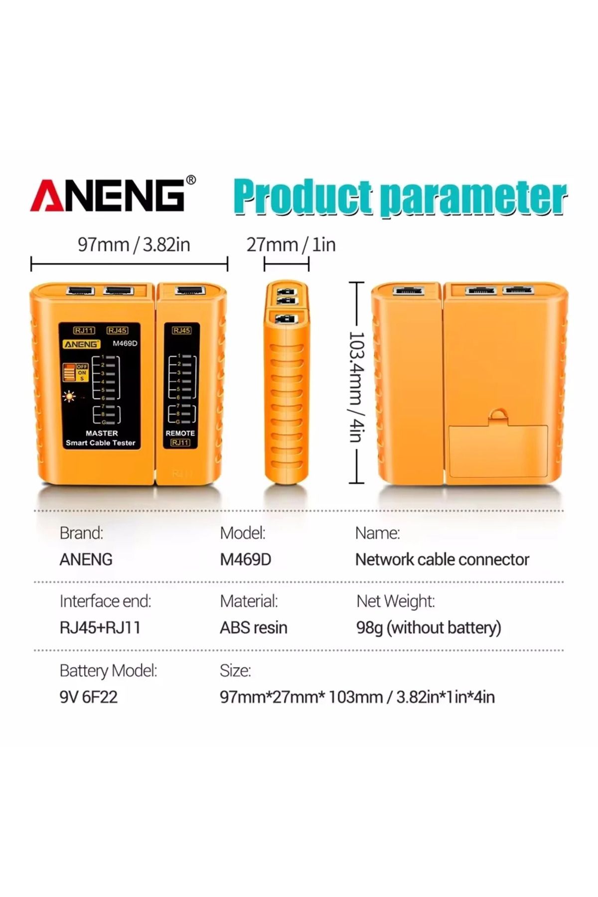 Choice-ANENG M469D RJ45 Cable lan tester Network Cable Tester RJ45 RJ11 RJ12 CAT5 UTP LAN Cable Tester N... 7