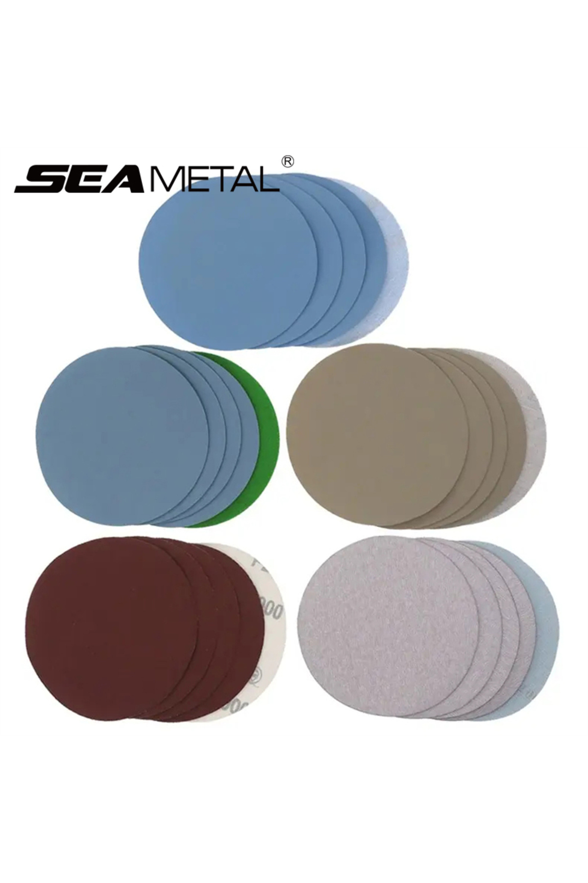 Choice-SEAMETAL 15PCS 125mm Inches Grit 1000 2000 3000 4000 5000 Sanding Discs Hook Loop Sandpaper Round... 2
