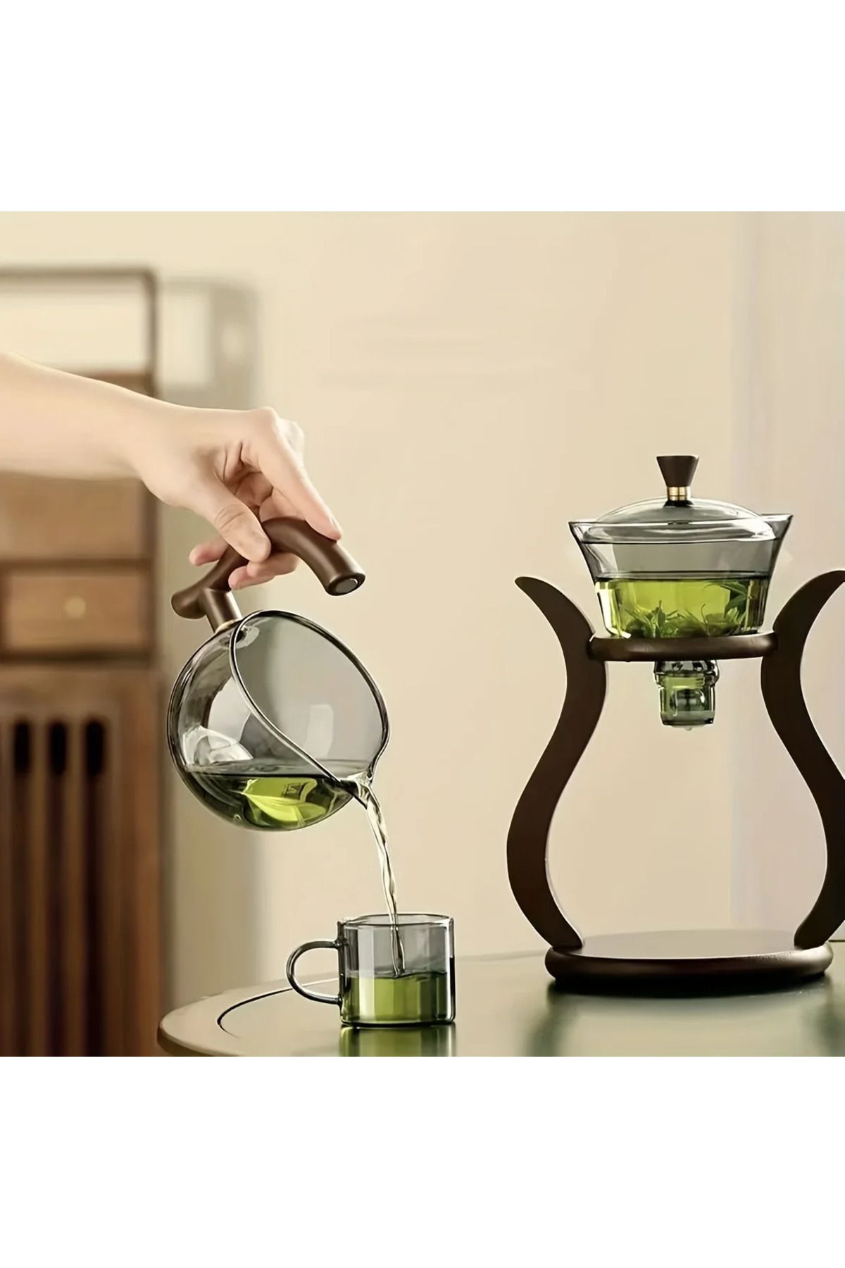 Choice-Lazy Kung Fu Glass Tea Set Semi Automatic Drip With Infuser Glass Teapot Set Magnetic Switch Teap... 6