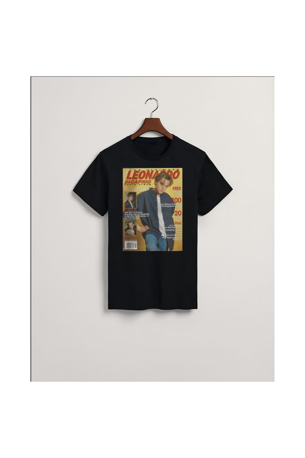 MarkaTurko-Leonardo Dicaprio Printed Black Special Design Cotton Combed Unisex T-shirt 1105-85 1