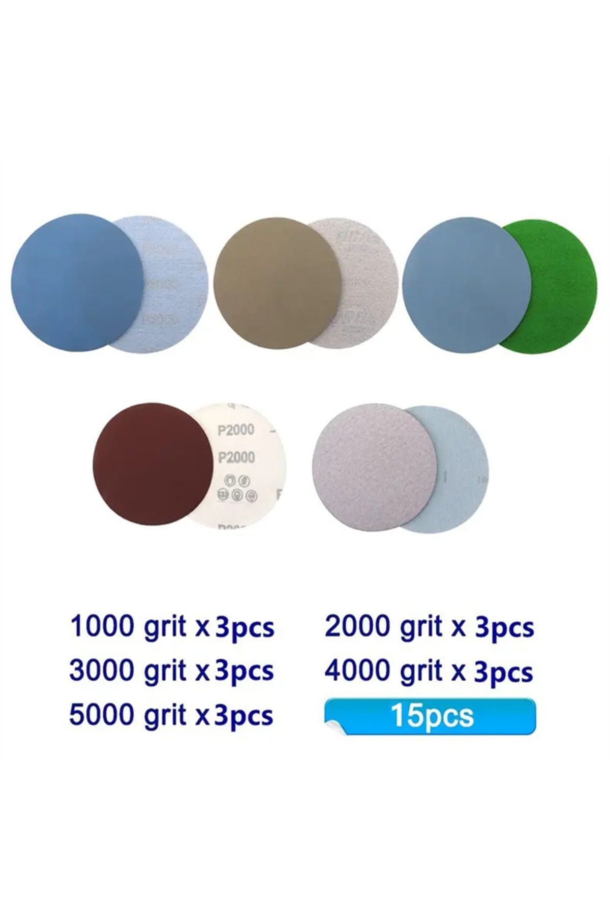 Choice-SEAMETAL 15PCS 125mm Inches Grit 1000 2000 3000 4000 5000 Sanding Discs Hook Loop Sandpaper Round... 7