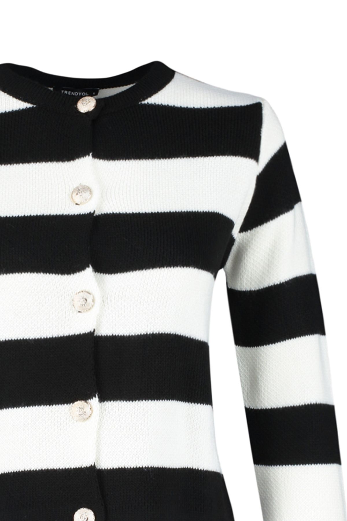 Trendyol Collection-Ecru gestreifter Strick-Cardigan – Jacken-Look, TWOAW24HI00091 7