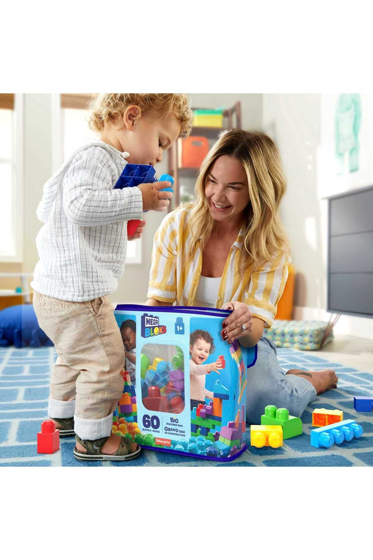 Mega Bloks-أكياس كتلة باللون الأزرق والوردي مكونة من 60 قطعة 3