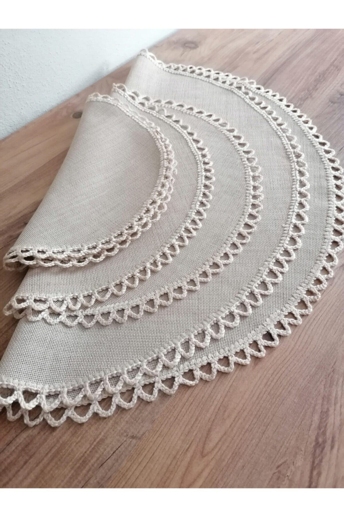 Keten Kumaşından Kenerları Koton Yün Ipinden Örülmüş Salon Takımı