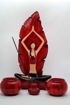 Yoga Yapan Kız Tütsülük Ve Mumluk Kırmızı DHYYKMK026