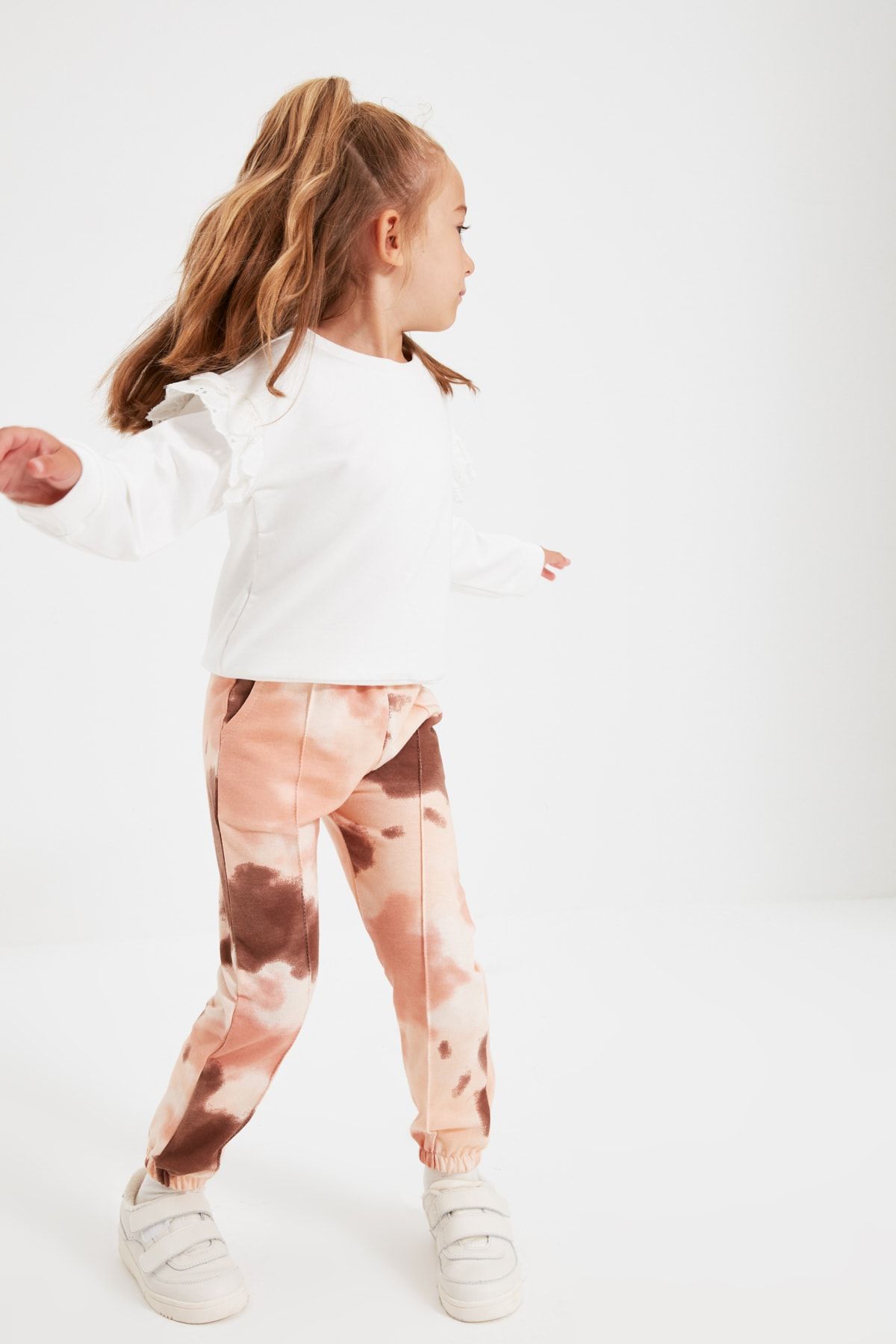 Camel Batik Yıkamalı Kız Çocuk Örme İnce Eşofman Altı TKDAW22EA0108
