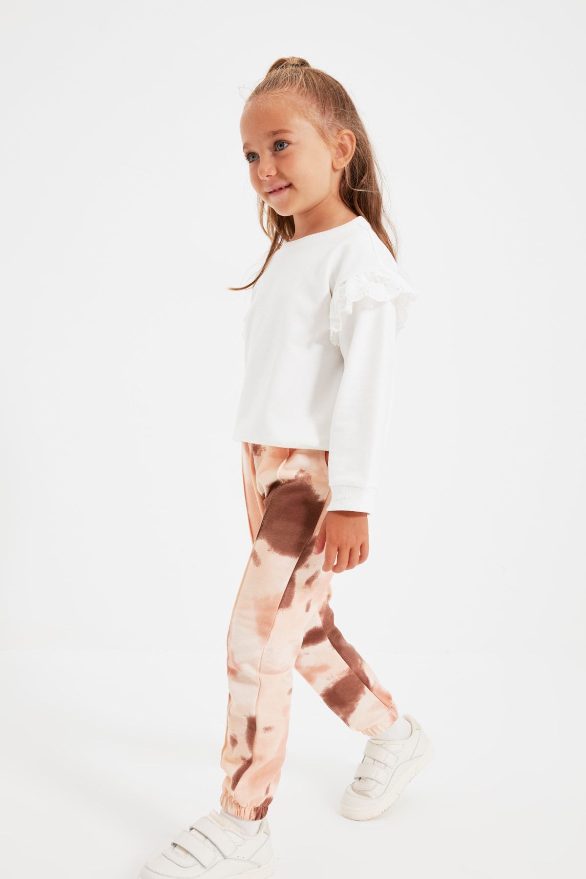 Camel Batik Yıkamalı Kız Çocuk Örme İnce Eşofman Altı TKDAW22EA0108