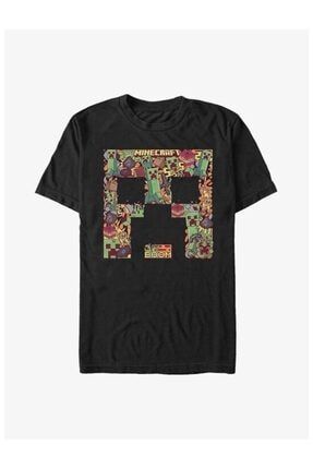 Minecraft Creeper Face Collage Siyah Çocuk Tshirt Model 232 05792