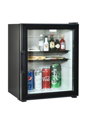 40 Litre Cam Kapılı Minibar Mini Buzdolabı Siyah Raf