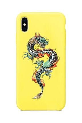 Iphone X Sarı Lansman Dragon Tasarımlı Dayanıklı Kılıf IPX-LD01