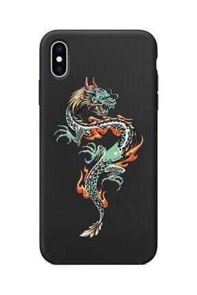 Iphone X Siyah Lansman Dragon Tasarımlı Dayanıklı Kılıf IPX-LD01