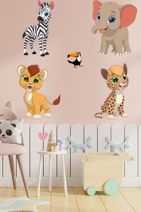 Yavru Sevimli Hayvanlar Çocuk Odası Duvar Sticker Büyük Boy STCK122