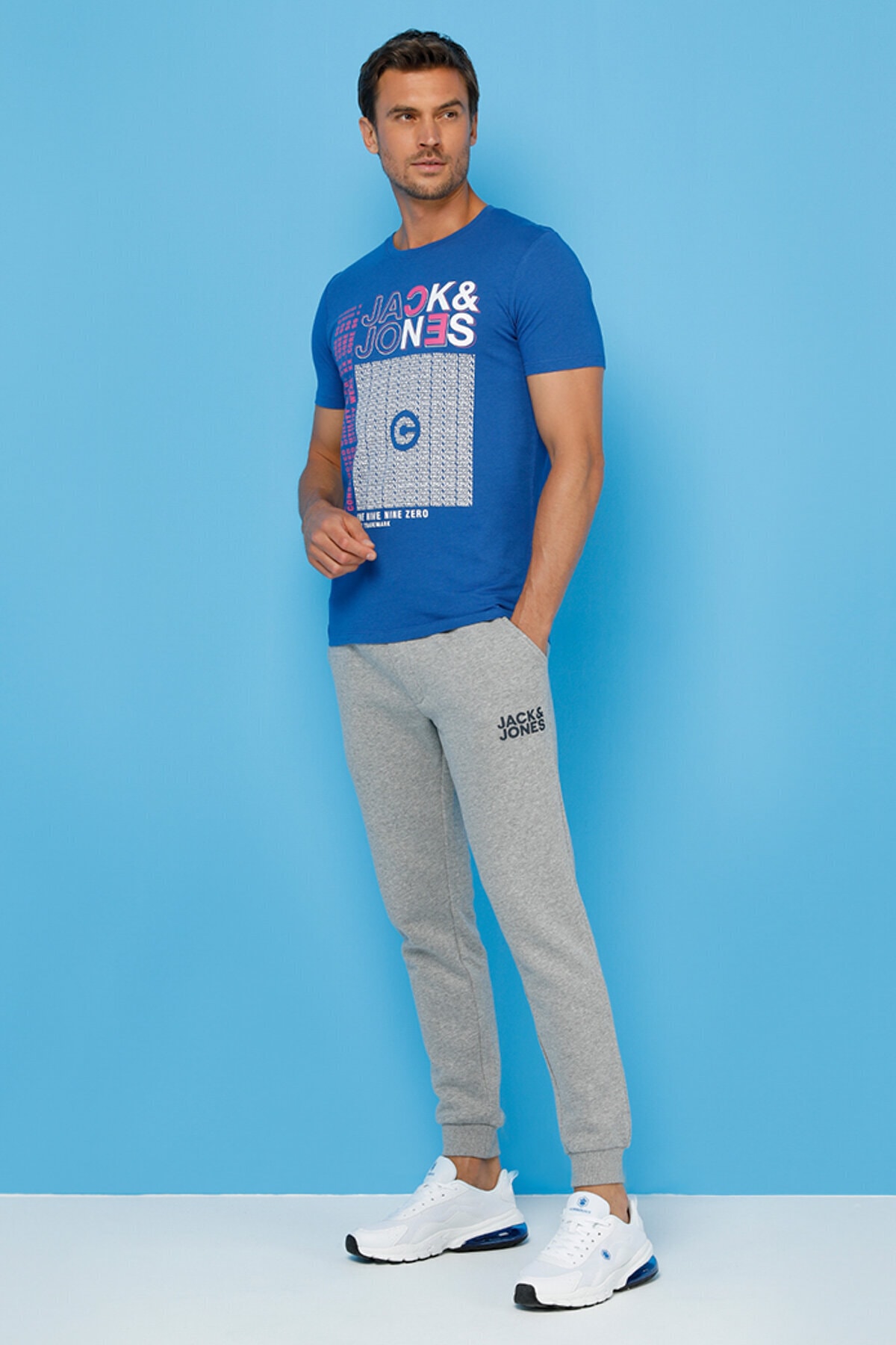 شلوار گرمکن مردانه خاکستری جک اند جونز | JJIGORDON JJNEWSOFT SWEAT اورجینال - تصویر 4