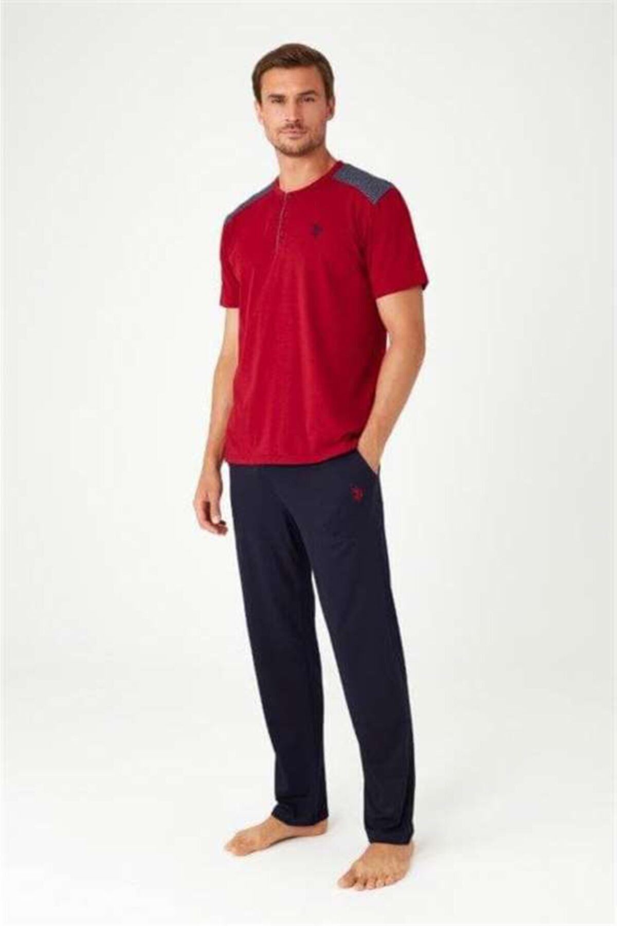 ست پیژامه قرمز مردانه لباس خواب 3 تیکه کلارت U.S. Polo Assn.