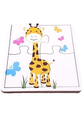 Ilk Puzzlem Bebek Çocuk Oyuncak 4 Parça Ahşap Yapboz Sevimli Zürafa Eğitici Oyun Oyuncak 8697144533472