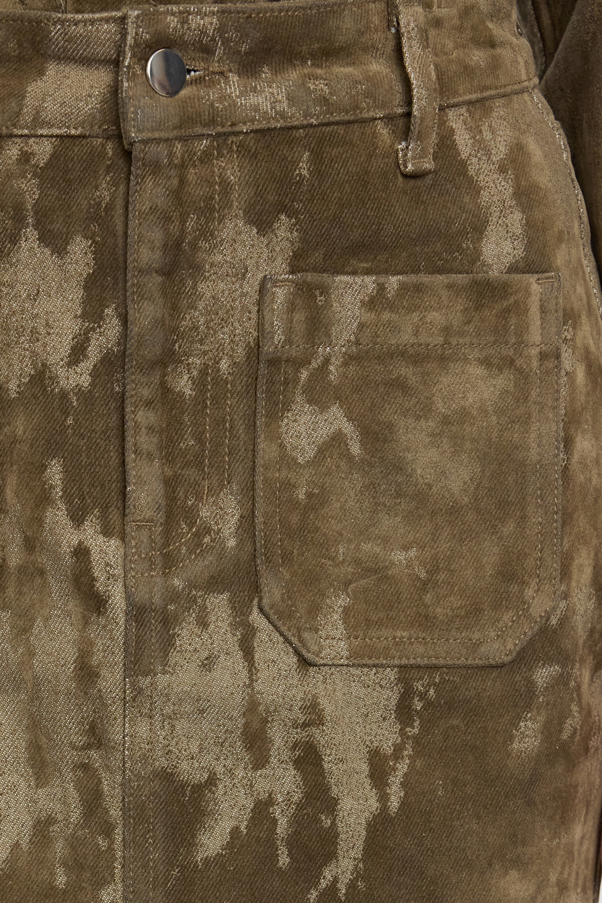 Trendyolmilla  Haki Süet Görünümlü Normal Bel Mini Denim Etek TWOAW25ET00101 - Görsel 3