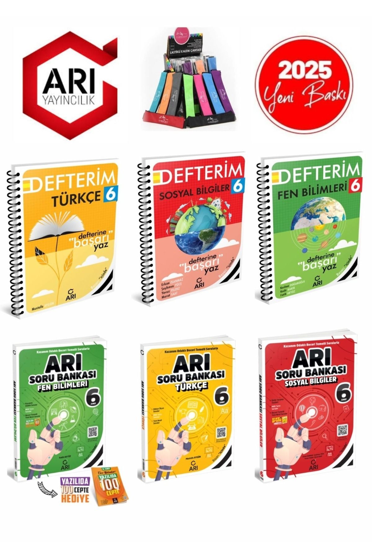 Arı Yayıncılık 2024-2025 6.Sınıf Türkçe-Fen- Sosyal Konu Anlatımlı Defter Seti+Soru Bankası Seti(6Kitap)+Kalemlik