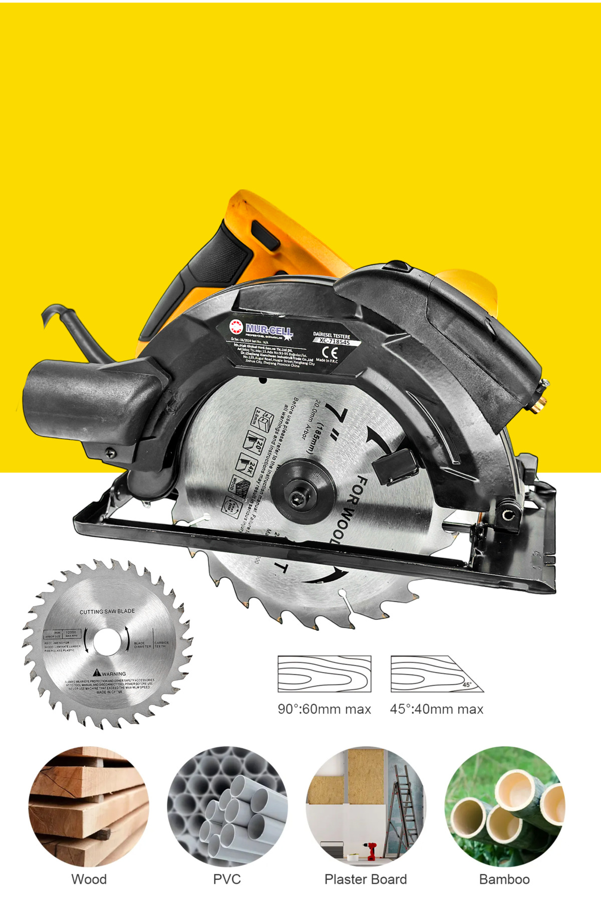 PROXTECH Marangoz Metal Şanzuman Lazerli 185 mm Plastik Ahşap Ağaç