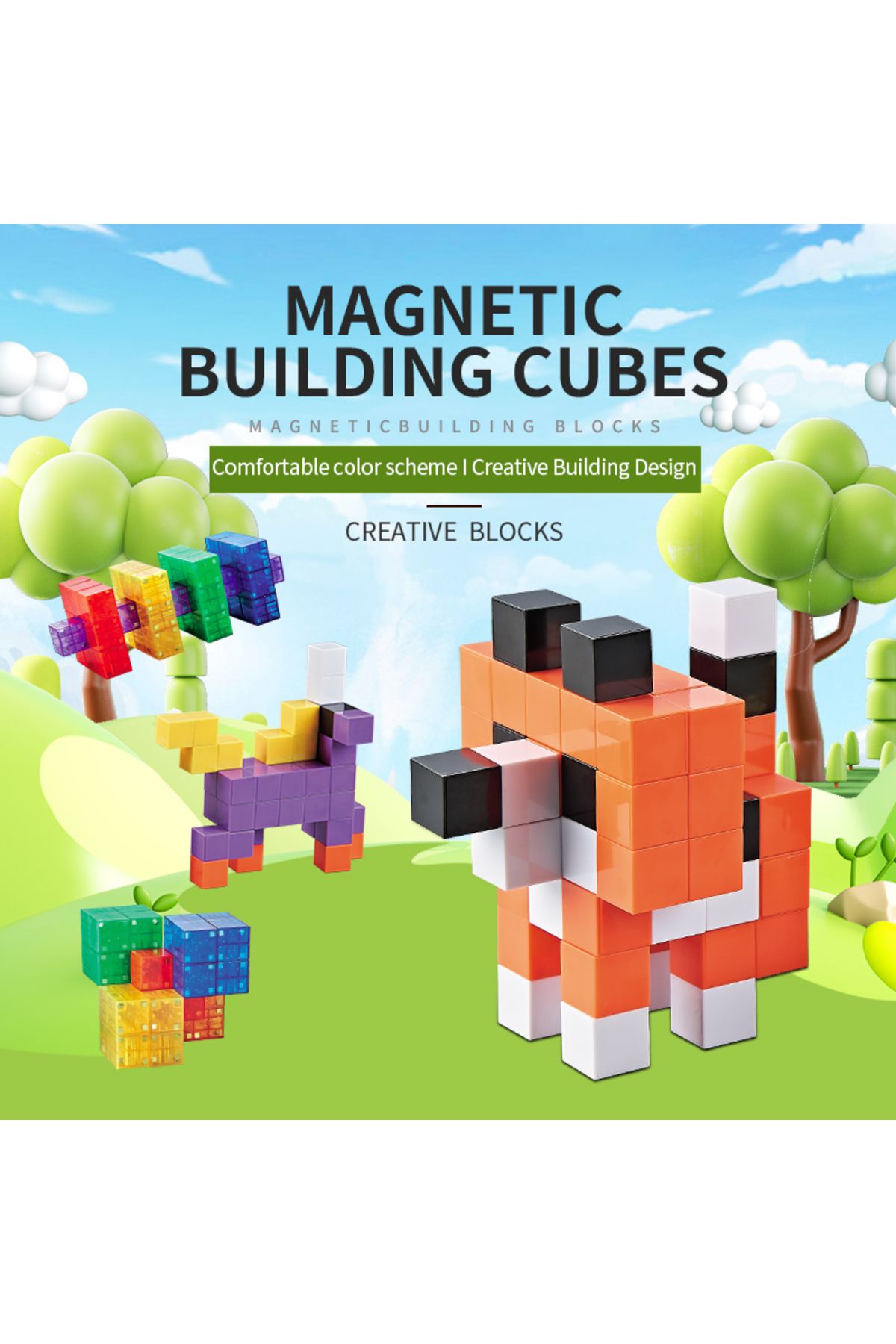 supstem-16PCS Magnetic Building Blocks Children Removable 3D Magnet Cube Blocks Set Fidegt Toys for Kids ... 3